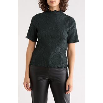 Adrianna Papell Floral Textured Knit Top in Jungle Green at Nordstrom Rack, Size X-Small