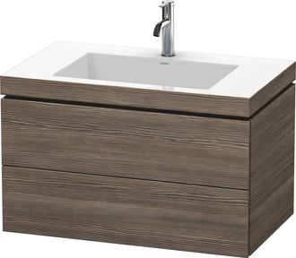 Duravit Lavabo Para Muebles Duravit L-cube C-bonded Con Base, Colgante, 80x48 Cm, 2 Cajones, Sin Rebosadero, 1 Agujero Para Grifo, Color: Pino Terra Decor - L