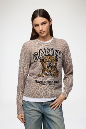 Ganni Brown Jumper with Tiger