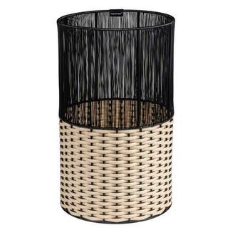 Happimess Harper Modern 2-Tone Faux Wicker Cylinder Waste Basket in Black/cream at Nordstrom