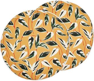 Beliani Set of 2 Outdoor Cushions TAGGIA Plant Pattern 40 x 40 cm Yellow