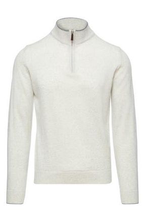 Emanuel Berg Light Gauge High Neck Quarter Zip Merino Wool Sweater in Light Grey at Nordstrom Rack, Size X-Large