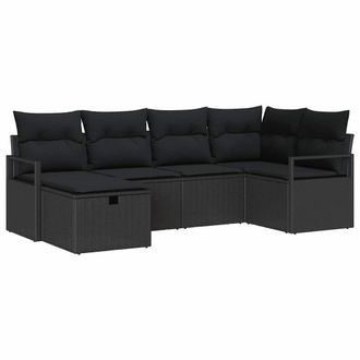 vidaXL Set Divano Da Giardino 6 Pz Nero Polyrattan Vidaxl
