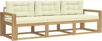 vidaXL Conjunto De Sof&aacute;s De Exterior 3 Uds. Blanco Y Crema Poli&eacute;ster Vidaxl