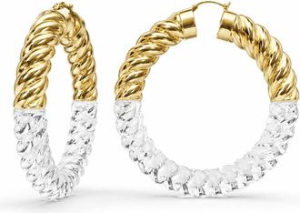 Gold & Honey Womens Xl Chunky Rope Hoop Earrings In Clear