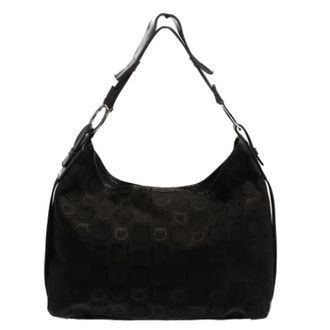 Ferragamo Tweedehands Canvas handtassen - Dames - Vintage Schoudertas - Zwart - ONE Size - Nylon - Vintage
