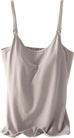 Generic Womens Breastfeeding Vest Tops Maternity Nursing Friendly Camisole with Adjustable Straps and Front Opening Buckle with Chest Cushion (Grey,M)