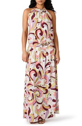 Steve Madden Gala Print Halter Maxi Dress in Paisley Pop at Nordstrom, Size X-Small