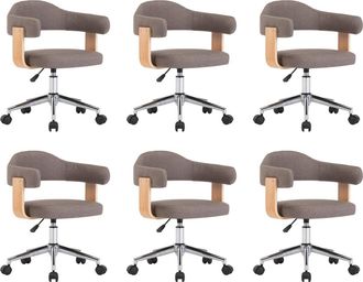 vidaXL Sillas Comedor Giratorias 6 Uds Madera Curvada Tela Gris Taupe Vidaxl