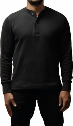 Filson Waffle Knit Henley Tee In Faded Black