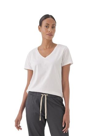 Pact Organic Cotton Softspun V-Neck Tee in White at Nordstrom, Size Medium