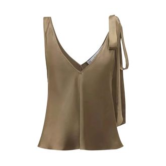 J.W.Anderson Sleeveless Tops, female, Green, Size: 2XS Sleeveless Silk Top