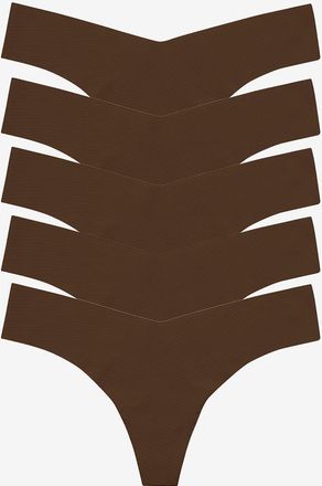 Commando Classic Solid Thong 5-Pack in Mocha at Nordstrom, Size X-Small