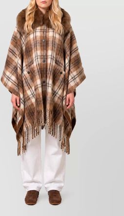 Moncler checked wool-blend poncho