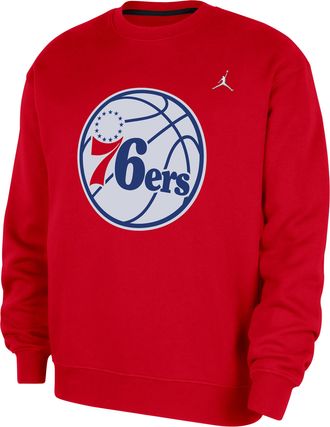 Nike Jordan Mens Philadelphia 76ers Statement Essentials Jordan NBA Fleece Crew-Neck Sweatshirt in Red | HM7599-657