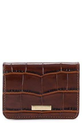 Brahmin Clementine Embossed Leather Card Case in Pecan Windswept at Nordstrom