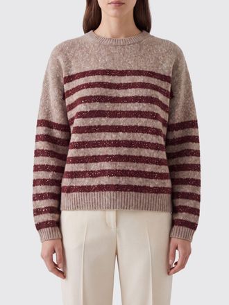 Brunello Cucinelli Maglia girocollo a righe in misto cashmere e lana con lurex