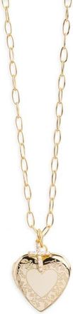 Argento Vivo Pavé Cross Charm & Engraved Heart Locket Necklace in Gold at Nordstrom