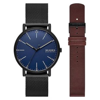 Skagen Signatur Quartz Blue Dial Mens Watch and Strap Set SKW6933SET