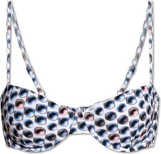 Tory Burch Gedrukte Bikini Top met Beugel - Dames - Bikinis - Blauw - S - Nylon - Badmode
