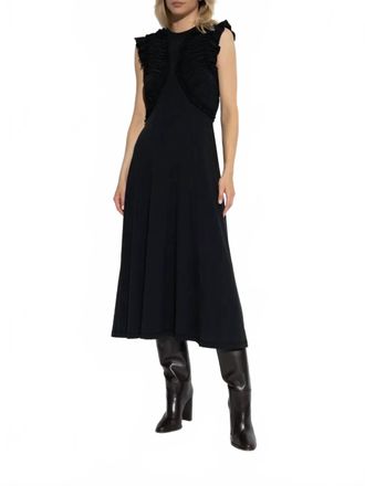 Ulla Johnson Shiva Sleeveless Ruffled Midi Dress In Noir