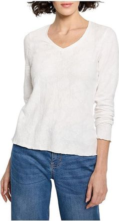 Nic+Zoe Lace Knit V-Neck T-Shirt Womens Clothing Paper White : XL (US 16-18), Cotton