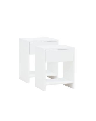 Deco Wood Pack de 2 mesitas de noche de madera blancas 50x40cm