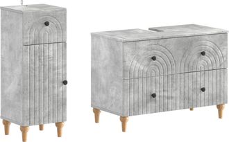 vidaXL Juego De Gabinete De Ba&ntilde;o De 2 Piezas Alkmaar Gris Hormig&oacute;n Vidaxl