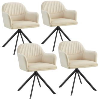 TecTake Armchair Lona Set Of 4 - Cream/Black in Cream | Size: 4 Pack