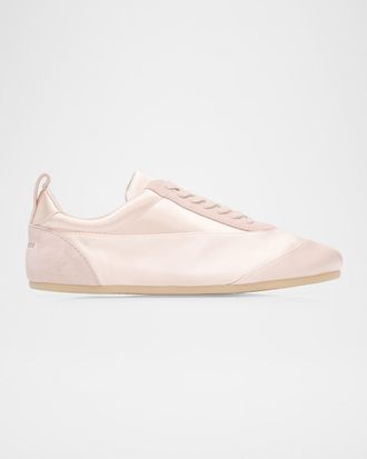 Jil Sander Etage Satin and Suede Low-Top Sneakers