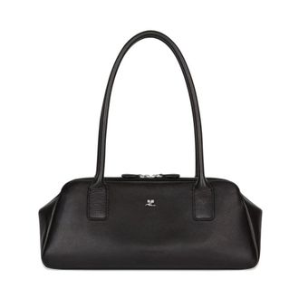Courr&egrave;ges Shoulder Bags, female, Black, Size: ONE SIZE Strip Leather Bag