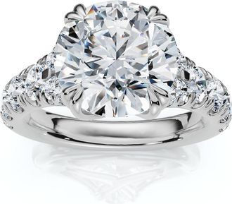 Pompeii3 Certified 4Ct Vivian Diamond Engagement Round Diamond Ring 14k Gold Lab Grown