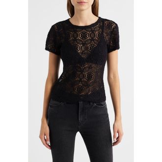 Frame Denim The Lace T-Shirt in Black at Nordstrom Rack, Size X-Small