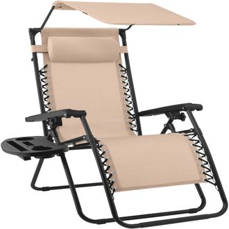 Best Choice Products 30 Extra Wide Folding Zero Gravity Patio Lounge Chair w/Adjustable Canopy Shade