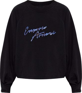 Emporio Armani Felpa con logo ricamato - Nero