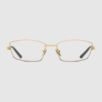 Gucci Rectangular Optical Frame, Gold