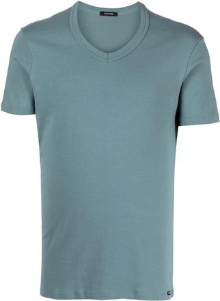 Tom Ford V-neck stretch-cotton T-shirt - men - Elastane/Cotton - S - Green