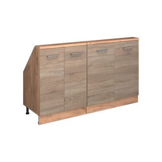 Vicco Armario De Cocina Para Techo Inclinado R-line, Roble Sonoma/goldkraft, 140 Cm Lote De 2, Vicco