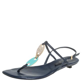 Missoni Blue Leather Thong Sandals