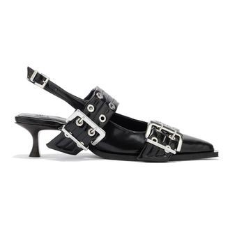 Ganni Buckle Kitten Heel - female - Ganni - Pumps - Black - 6 UK - Shoes