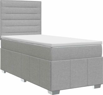 vidaXL Cama Box Spring Con Colch&oacute;n Gris Claro 100 X 200 Cm Tela Vidaxl
