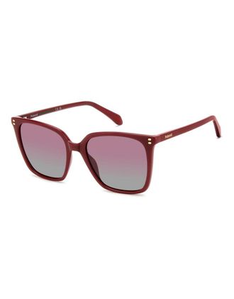 Polaroid Sunglasses Occhiali da sole oversize squadrati rossi con lenti polarizzate rosse-Rosso