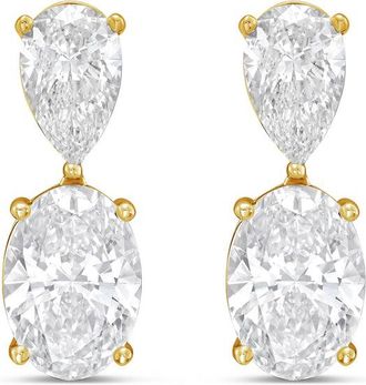 Diana M. Jewels 14K Yellow Gold 10.00 Cts of Lab grown pear and oval shape diamond drop earrings