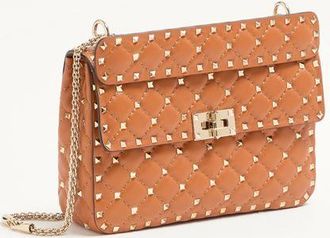 Valentino Garavani Borsa Media Rockstud Spike In Nappa Donna MANDORLA UNI