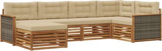 vidaXL Conjunto De Sof&aacute;s De Exterior 6 Uds. Natural Y Beige Vidaxl
