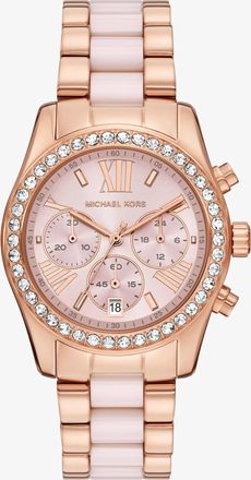Michael Kors Lexington Pav&eacute; Pink-Tone and Ceramic Watch