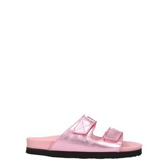 Palm Angels Pink Leather Womens Slippers