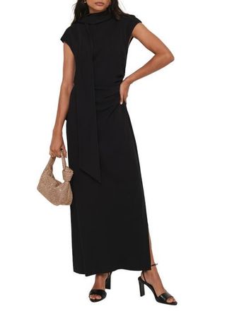 Mint Velvet Bow Maxi Dress in Black at Nordstrom, Size 8