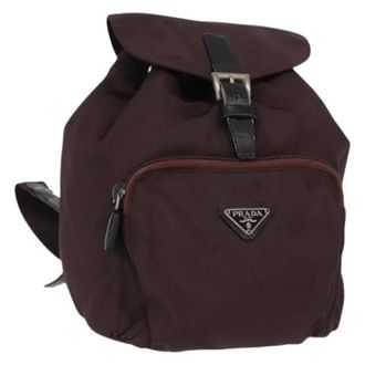 Prada Vintage, unisex, Bruin, ONE Size, Nylon, Pre-owned Nylon Rugzak