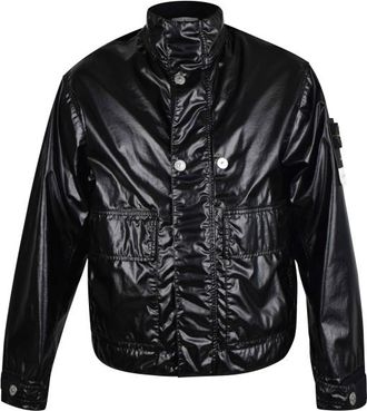 Stone Island Mussola Gommata Jas Zwart